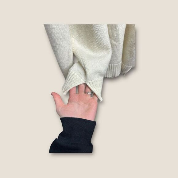 By Anthropologie Cold Shoulder Knit Long Sleeve Sweater Cream Size Medium - Picture 4 of 6